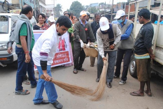  BJP stages cleanliness drive
